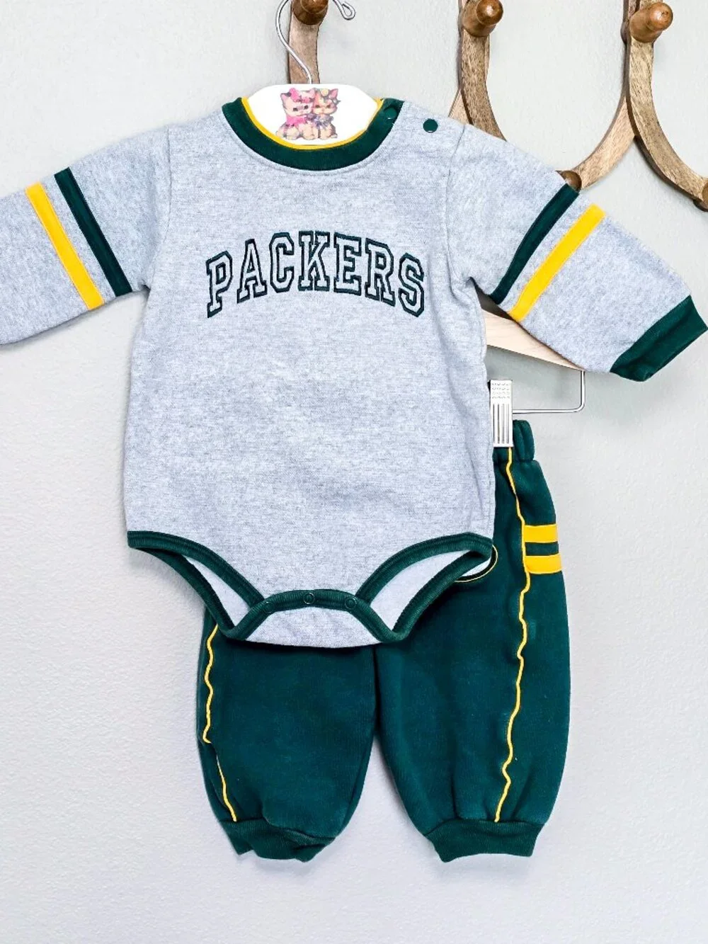 Vintage 1990s Play Football Green Bay Packers Baby Boy 2 Pc Set 6-9 Mos.